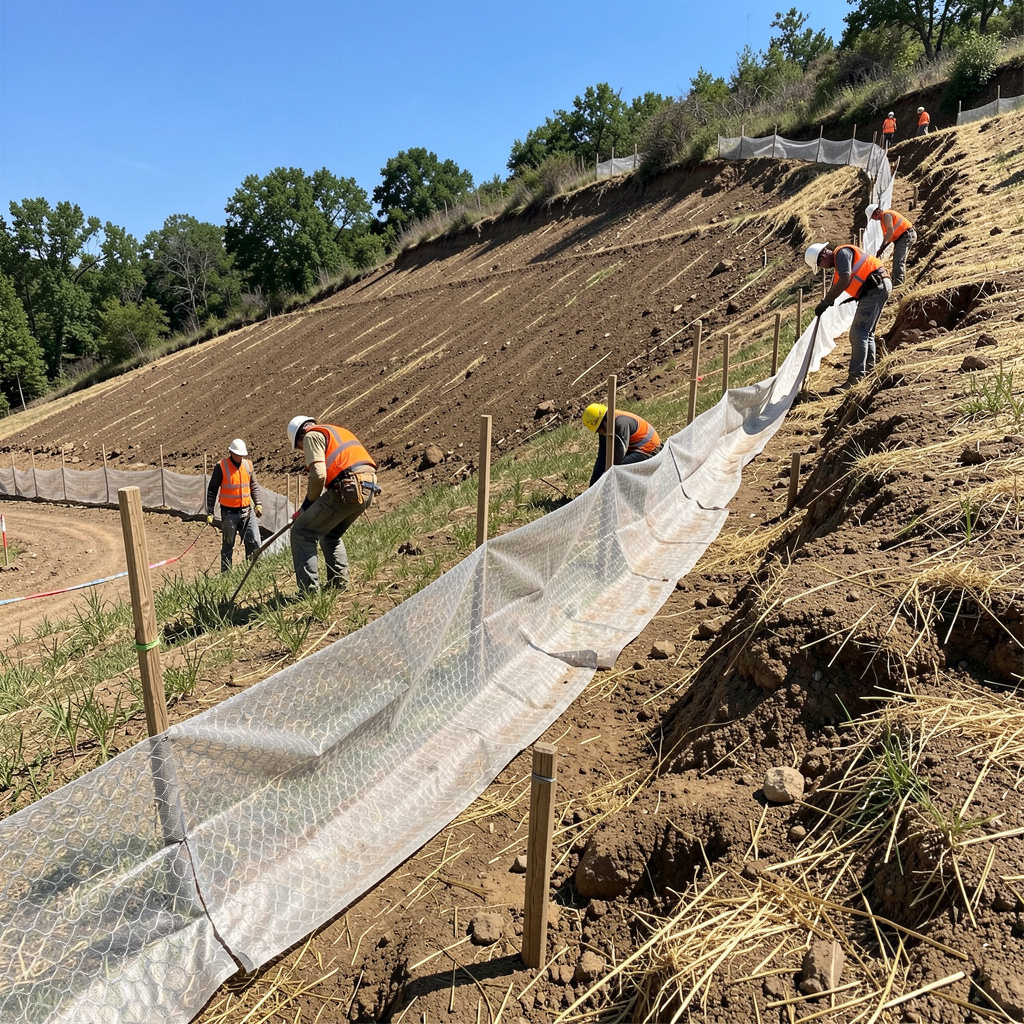 BMP installation as part of erosion control and environmental compliance services.